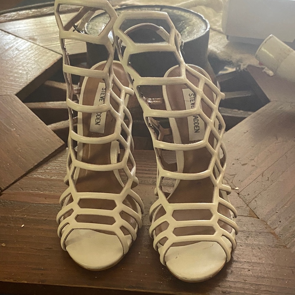 Steve Madden Cream Cage Heels
